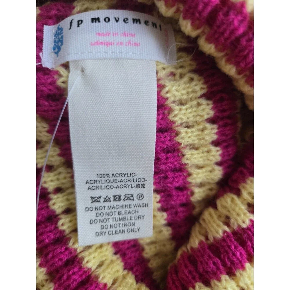 Free People Movement Stripe It Up Cool Down Beanie Pink Lemonade NWT